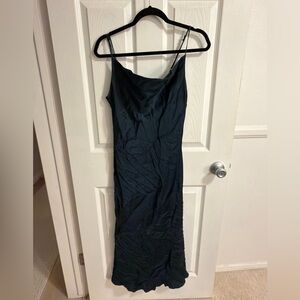Zara dark green silk Midi Dress